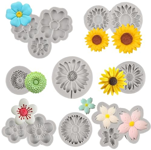8 Pezzi 3D Stampi per Candele Fiori, Stampo Silicone Margherite, Stampi Silicone per Candeles, Stampo per Candele in Silicones, per Candeles, Sapone, Cioccolato, Caramelle, Pasticceria, Torte