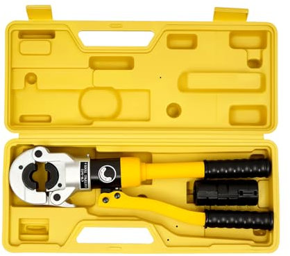 Alicates de prensa hidráulicos, 8 toneladas, 40 mm, con 16/20/25/32 mm, cabezal giratorio y maletín de herramientas, herramienta profesional para prensar tubos de aluminio y plástico PEX