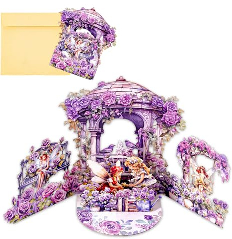 Pop up Birthday Cards for Women, Pop up Birthday Card with Envelope, Garden Fairy 3D Colorful Greeting Card for Mother's Day Wedding Valentine's Day Anniversary Birthday Christmas