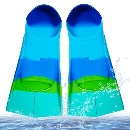 Palmes de natation courtes pour enfants, 100 % silicone, palmes d'entraînement pour enfants et adultes, entraînement en eau libre, plongée en apnée