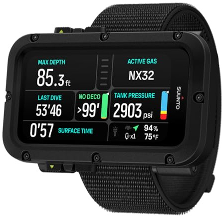 SUUNTO Nautic Dive Computer with Elastic Textile Strap, Bright AMOLED Display, Integrated LED Flashlight, Up to 120H, GPS & Underwater Route Tracking, Wireless Tank Pressure Monitor