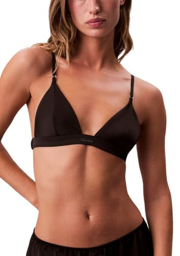 Calvin Klein Signature Satin Unlined Triangle Bralette Black