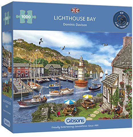 Leuchtturm-Bucht | 1000 Teile Puzzle | Britische Küstenpuzzle | Nachhaltiges Puzzle für Erwachsene | 100% recyceltes Premium-Puzzle | Tolles Geschenk für Erwachsene | Gibsons Games