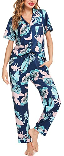 Lovasy Pyjamas for Women Soft Ladies Pyjamas Classic Pjs for Women Sets Cosy Womens Pyjamas Sets Pajamas Loungewear with Pockets