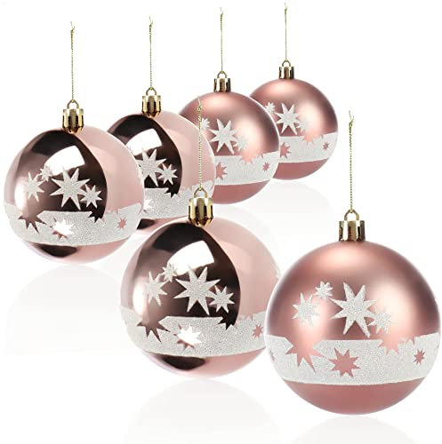 COM-FOUR® 6x palle di Natale, palle di Natale in plastica antirottura per Natale, decorazioni per l'albero di Natale con ciondoli