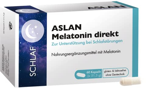ASLAN Melatonin direkt 1-Monatspackung, Verkürzung der Einschlafzeit, 0,5 mg reines Melatonin pro Kapsel