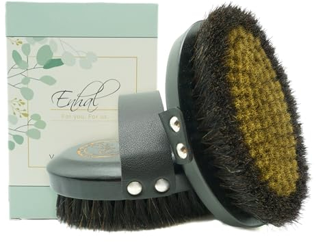 Enhal Premium Ionic Body Dry Brush/Energiebürste mit Kupferborsten für Trockenbürsten und Massage/gegen Cellulite / 100% Naturborsten Buchenholz/Durchblutung/gesunde Haut