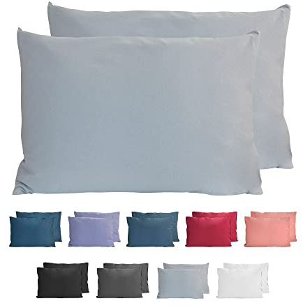 Komfortec 100% Baumwolle Kissenbezüge 2er Set 40x60 cm, Superweicher Premium Jersey Kopfkissenbezug 150 g/m², Kissenhülle, Grau