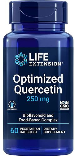 Life Extension, Optimized Quercetin, 250mg, Dosis Alta, 60 Cápsulas veganas, Probadas en Laboratorio, Sin Gluten, Vegetarianas, Sin Soja, No GMO