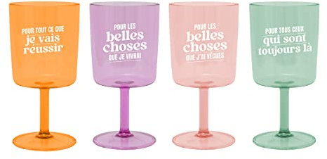 Mr. Wonderful Set de 4 verres à vin pour trinquer à mille raisons