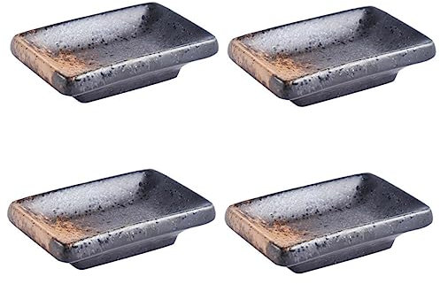 MAGICLULU 4 Pz Piatto Rettangolare Per Salse Piccolo Contenitore Per Alimenti Ciotola Per Salsa Mini Piatti Di Condimento Ciotole Di Salsa Di Soia Piattini Piatti Giappone Ceramica Domestico