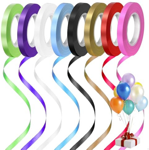 8 Rollen Curling Ballon Ringelband, Luftballons Dekoration Band Geschenkbänder Multicolor Balloon String Roll für Hochzeit, Ballon, Weihnachten, Bögen, Geschenkverpackung