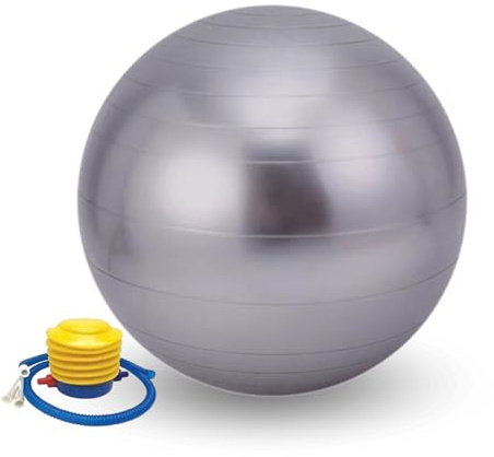 Ballon de Yoga 55 cm. Ballon de Pilates en PVC Antidérapant.Ballon d'exercice d'entraînement, Fitness, Femme Enceinte.Fitball Résistant pour Étirements, Équilibre,Relaxation avec Gonfleur Inclus.