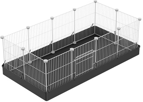 PILIN Corral para Animales pequeños con Puerta, Valla para Mascotas con Alfombra Impermeable, Jaula para Conejos, Jaula para cobayas, Cachorros, Gatitos 43x32 12 Piezas