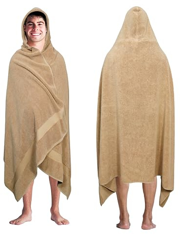 COTTON CRAFT Hooded Hotel Towel – Oversized Extra Large 40 x 80 - Heavyweight 700 GSM Towel with Hood for Adults - 100% Cotton Ringspun Terry Pool Beach Bath Sheet Wrap - Soft Plush Absorbent – Linen