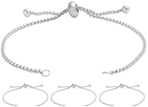 COHEALI 4 Cadenas Deslizantes Ajustables para Pulseras DIY Extensores de Joyería con Extremos Esféricos Cadenas Metálicas Resistentes Decoloración Accesorios Ajustables para Creación