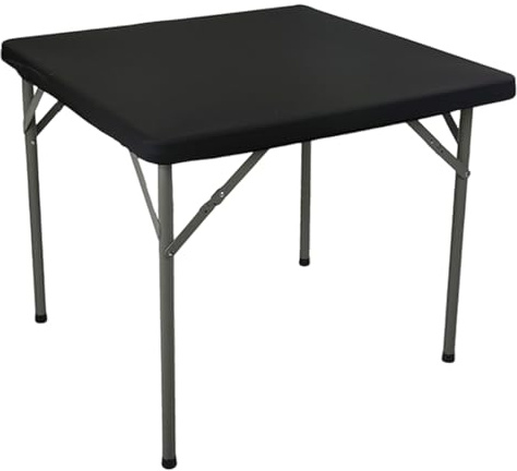 FrostyFlair Cubierta de Mesa Exterior Resistente al Clima, 86x86cm Mantel Lavable & Cubierta de Mesa, Mantel Elástico de Spandex para Cocina, Jardín & Fiestas al Aire Libre (Negro)