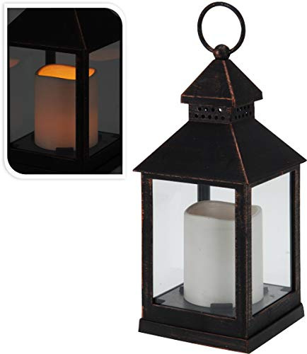 LANTERNA CON CANDELA LED NERO CUCATO CM 23
