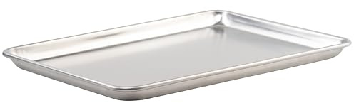 Winco 13 x 18 Aluminum Sheet Pan, 1/2 Size, Reinforced Rim, Closed Bead