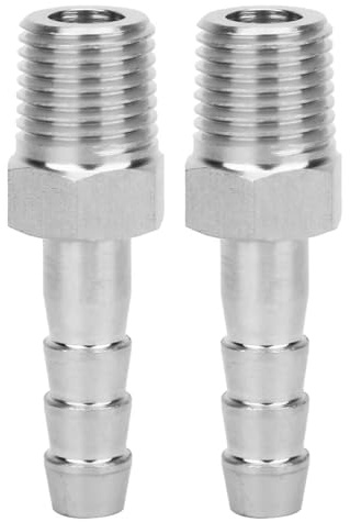 Barb Hose Fitting 1/4 Inch BSPT Male Thread to Barb Joint 304 Stainless Steel Quick Coupling Connector for Pneumatic Air Compressor Tools Air Pipe and Fuel Hose Pack of 2