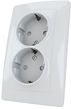 BJC Viva - Doble enchufe con protección de seguridad, Blanco ,23924-4