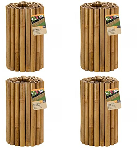 Garden Mile Lot de 4 rouleaux de bordure en bambou - 30 cm x 100 cm - Très résistant - Idéal pour les parterres de fleurs, allées, cours, bordures de pelouse, décorations de jardin en bois