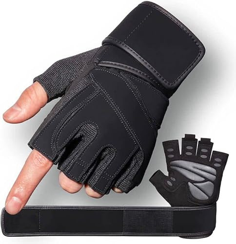 Enyee Workout Gloves Mens and Women Weight Lifting Gloves with Wrist Support for Gym Training, Full Palm Protection for Fitness, Weightlifting, Exercise, Hanging, Pull ups