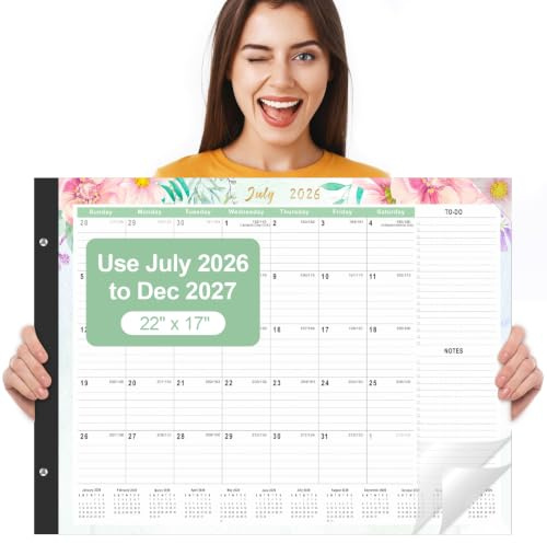 Gannyfer Desk Calendar 2026-2027 - 18 Month Large Desk Calendar 2026, Use Now to Jun 2027, 22 x 17 Desktop Pad Calendar, Office Supplies Perfect for Planning and Organizing In Your Home, School or Office