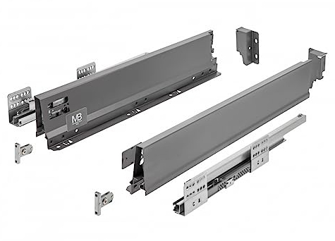 GTV - Modern Box Pro Schubladenschienen I L=300mm H=84mm I Anthrazit I Schublade mit Leises Schließen I Die Synchronisation des Fahrweges der Führungen I Belastung bis zu 40 kg I PB-MBPRO-KPL300A