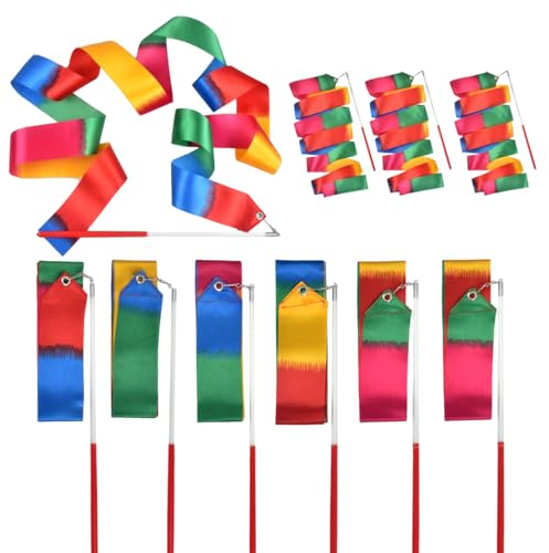 Tuko 9pcs Rhythmic Dance Ribbons Stremer Training Equipment for Artistic Dancing Gymnastics, Kids Dancing, Talent Shows