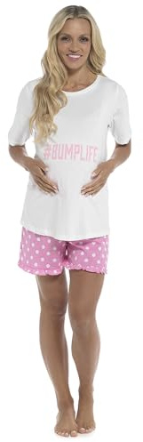i-Smalls Conjunto de pijama y pantalones cortos de maternidad para mujer, rosa, 16-18