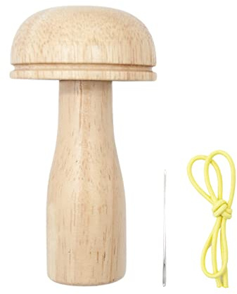 Darning Accessory Set, Sock Darning Set, Darning Mushroom for Socks - With Yarn and Elastic Band, Wooden Mushroom Darner Needle Set, Patch Holes, Sewing Tools