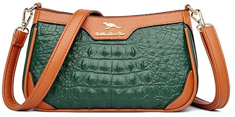 BHUJIA Damentasche Achseltasche Einfache Umhängetasche Damen Krokodil Crossbody Tasche Damen, grün