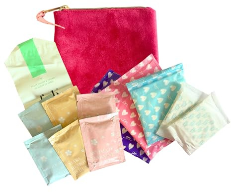 Kit de período para niñas, bolsa de emergencia escolar con artículos esenciales sanitarios, toallitas y bonita bolsa para el período de regreso a clases. Little Miss Periods