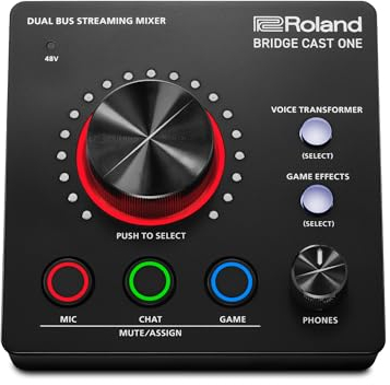 Roland BRIDGE CAST ONE Dual Bus Streaming Mixer | Mixer Audio Compatto per lo Streaming | Per i Gamer Online e i Content Creator | DSP Hardware a 32-Bit | Connettività USB-C per Windows e Mac