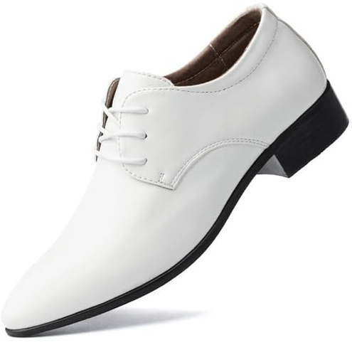 Kanggrei Chaussures habillées Classiques en Cuir PU à Lacets et Bout Pointu for Hommes, Chaussures Derby à Semelles en Caoutchouc antidérapantes for Mariage