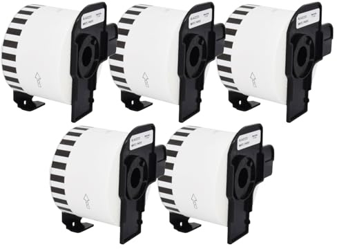5 Rouleaux d'Étiquettes d'Adresse DK - 22223 DK22223 Étiquettes Continues Blanches Compatibles avec Brother, Étiquettes d'Expédition de 50mm x 30,48m pour les Imprimantes Brother P - Touch QL