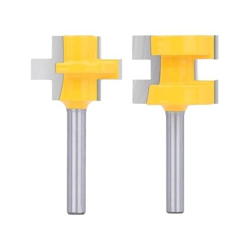 Fraise à bois pour le travail du bois, Jeu de mèches de toupie à langue et rainure assorties, fraise à tige de 6mm 8mm 12.7mm, outil de rainure for le travail du bois, 2 pièces/ensemble(6mm)