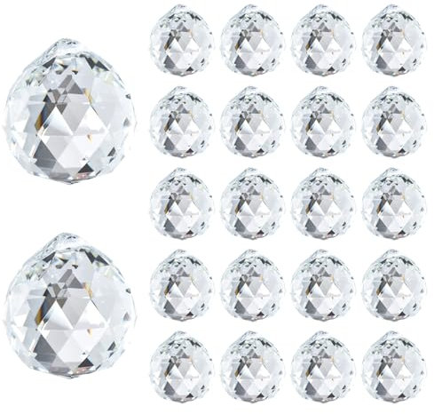 Bubuny Atrapasoles Cristal, 20 Piezas Colgante de Bolas Cristal, Cristal Prisma Colgante, Hojas de Crystal Suncatcher Ornamento Colgante, Bola de Cristal Colgante para Colgar en Casa, Jardín