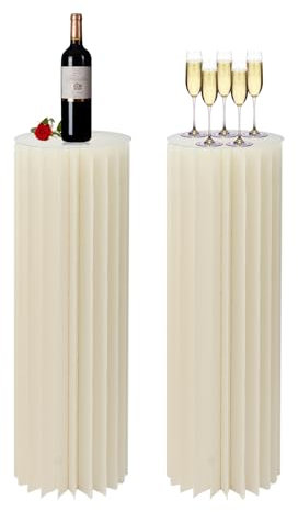 Columna de flores de cartón, 2 jarrones de cartón plegables, centros de mesa, cilindro blanco, soporte de flores, para centros de boda (30 x 100 cm)