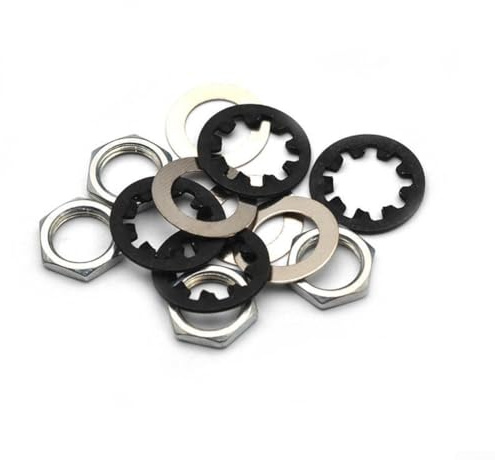 Complete 15Pcs Potentiometer Nuts and Washers for Guitar Pots, Including Hex Nuts, Flat Washers, Lock Washers