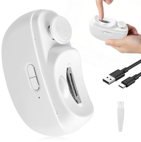 Baby nagelklippare elektrisk med ljus, nagelklippare elektrisk barn med barnsäkring, mjuk tyst nageltrimmer för nyfödda seniorer, babynagelfil automatisk nagelsax (01. vit)
