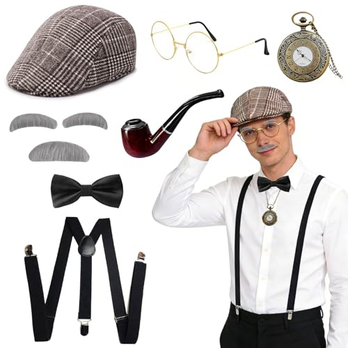 GOUYENG Costume de Détective,Accessoires de Détective pour Adultes,Accessoire Annee 20 Homme,Accessoires de Costume de Détectives,pour Fêtes,Carnavals,Halloween Costumes