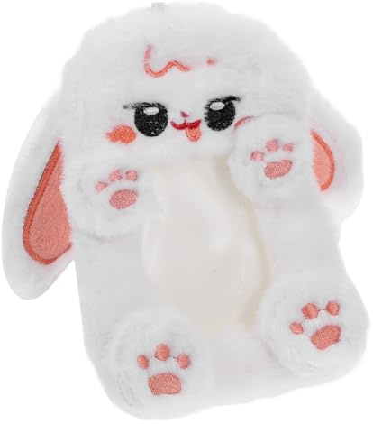 Ciieeo Fuzzy Plush Rabbit Photocard Holder with Keychain, Cute Long Ear Bunny Photo Sleeve for Kpop Id Bank Credit Cards, Soft Plush Pendant Keyring for Travel and Daily Use