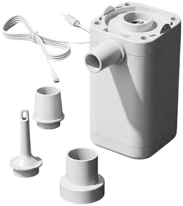 Mini Bomba De Aire Eléctrica, Inflador Portátil 2 En 1 con 3 Boquillas, Inflador Inalámbrico, Desinflado Rápido para Flotadores De Piscina, Colchón De Aire, Natación, Bolsas Almacenamiento