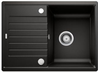 BLANCO ZIA 45 S Compact | Granitspüle aus SILGRANIT schwarz | Einbauart: Einbau von Oben | reversibel | für 45 cm breite Unterschränke | Großes Becken | Reinigungsfreundliche Öberfläche
