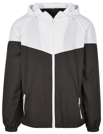 Build Your Brand Men's Windbreaker, black/white, M