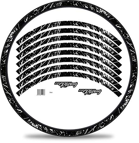 Finest Folia 16-teiliges Set Felgenrandaufkleber Sticker für Fahrrad Felgen im Racing Design Komplett Set für 27 29 für Rennrad Mountainbike MTB Laufrad RX025 (Weiß, Matt)