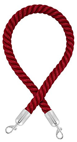 Stängningsrep – Premium – med karbinhakar (Ø 36 mm) – avstängningsrep med snäppändar (1,5 m, mörkröd/krompolerad)