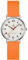 SHENGKE Fashion Schrubben Damen Sportuhr mit leicht ablesbarem Zifferblatt, arabischer Nummer und Silikonband, wasserdicht (Silver Orange)